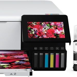 Epson EcoTank Photo ET-8500 Wireless Color All-in-One Supertank Printer with Scanner, Copier, Ethernet and 4.3-inch Color Touchscreen, White, Large